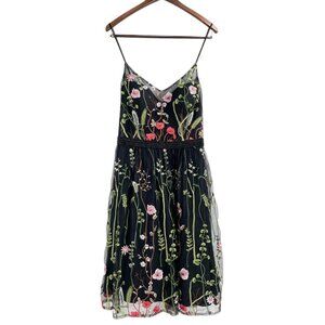 JJ's House Black Fairycore Embroidered Floral Beaded Tulle Dress Size 10 Prom